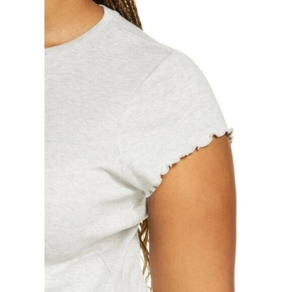 BP. Women's Crewneck Ribbed Casual Baby Grey Light Heather T-Shirt NWT - Picture 5 of 5